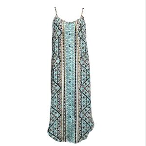 SKYE Geometric Patterned Buttoned Down  Sleeveless Dress Womens  Small